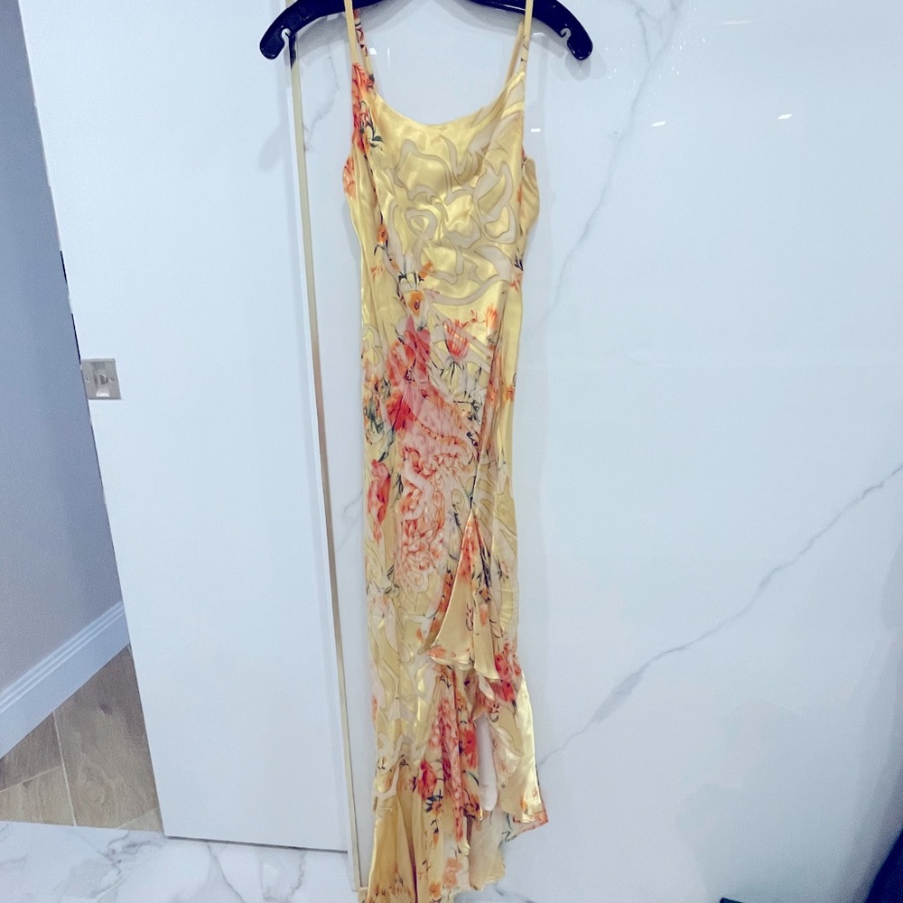 Lemon floral print silk gown